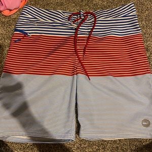 Mens red white and blue board shorts size 33